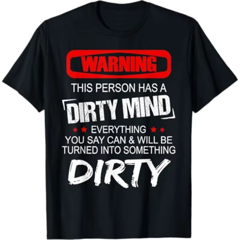 T-shirt en coton pour homme et femme, motif « Attention, cette personne a un esprit sale », coupe ov