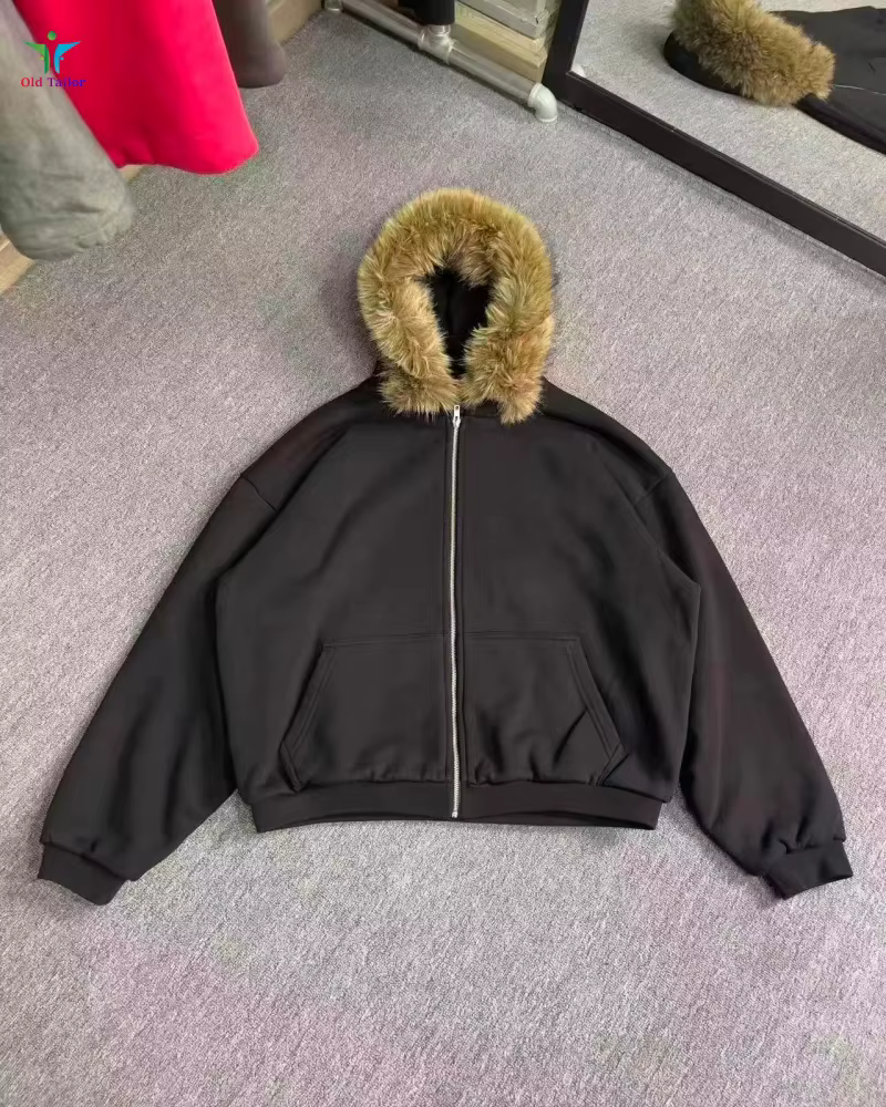 Dernière KANYE 26SS YEY Mountain Eagle col de fourrure détachable épaissi à capuche zippé sweat-shir
