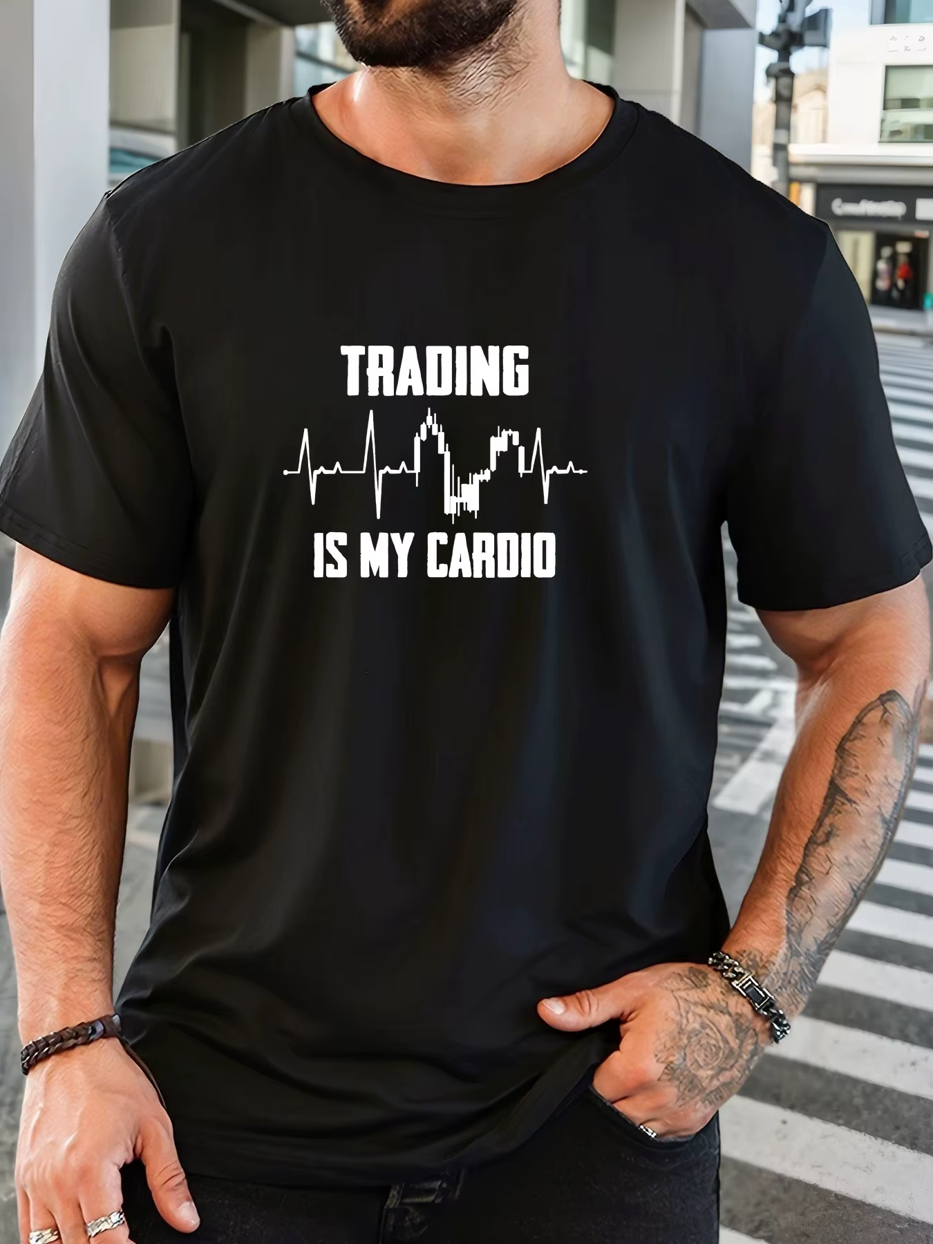 T-Shirt homme 2025, nouveauté, thème de trading spirituel, graphique «TRADING IS MY CARDIO», imprimé