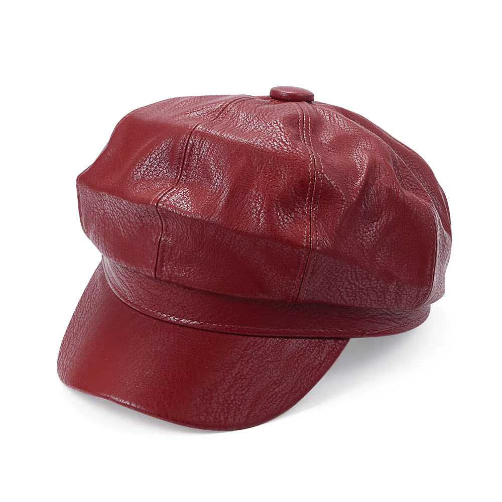 Casquette à visière en cuir pour femmes et filles, chapeau gavroche, mode décontractée, garçon boula