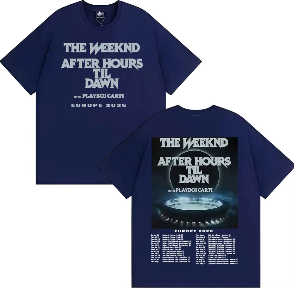 T-shirt à manches courtes pour hommes, imprimé The Weeknd After Hours until Dawn, mode Hip-hop, rétr