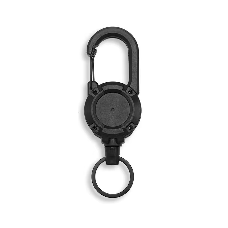 Mousqueton rétractable robuste, bobine de traction, câble métallique en acier solide, boucle à resso