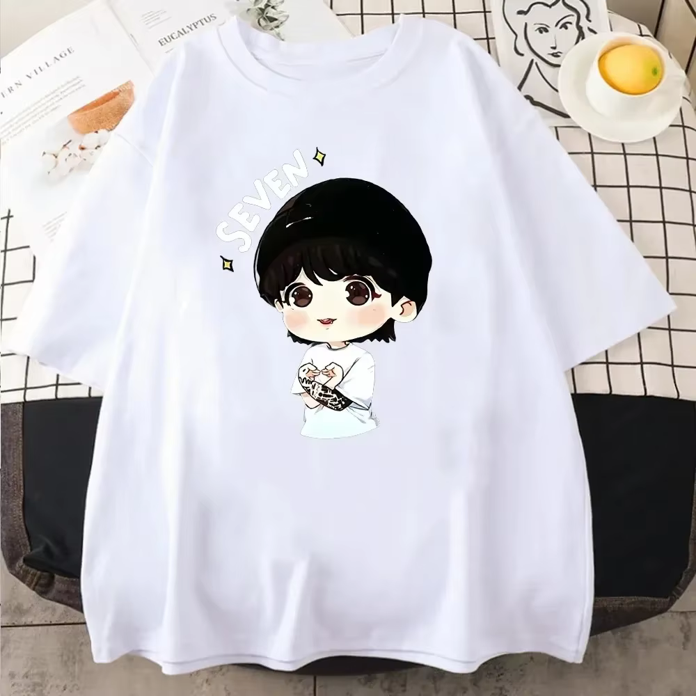 JungKook Seven-T-shirt unisexe à manches courtes pour femmes, vêtements de sport décontractés, Haraj
