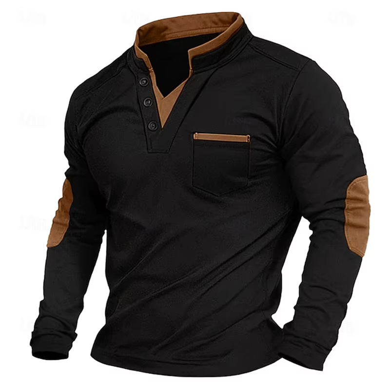 Sweat à capuche décontracté à col en V rétro pour hommes, t-shirt à manches longues, vêtements MMobC