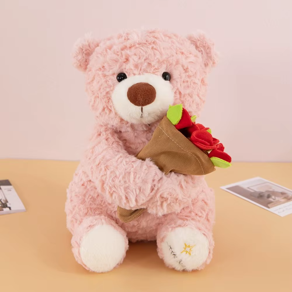 Ours Rose romantique créatif, ours de dessin animé détachable, chapeau Rose, couverture florale tena