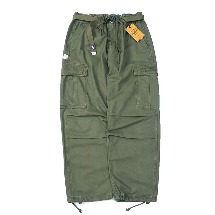 Pantalon cargo de marque streetwear japonaise - Pantalon vintage en coton lavé multi-poches coupe am