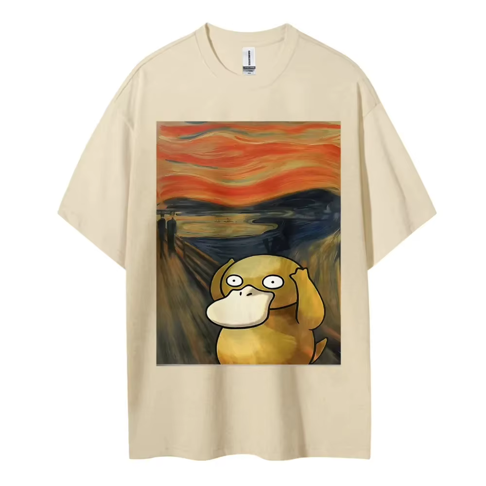 T-shirt pour homme avec imprimé canard amusant, haut décontracté à col rond et manches courtes en co