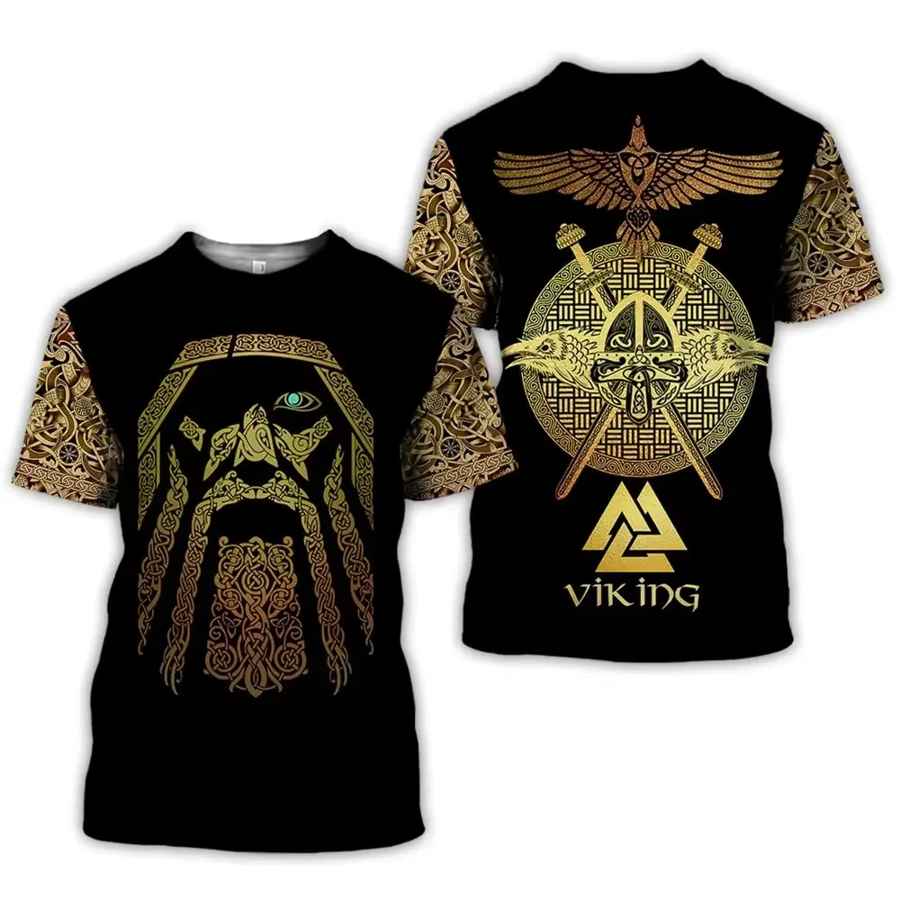 T-shirt Manches Courtes pour Homme, Vêtement Imprimé en 3D, Style Viking, Hip Hop, Harajuku