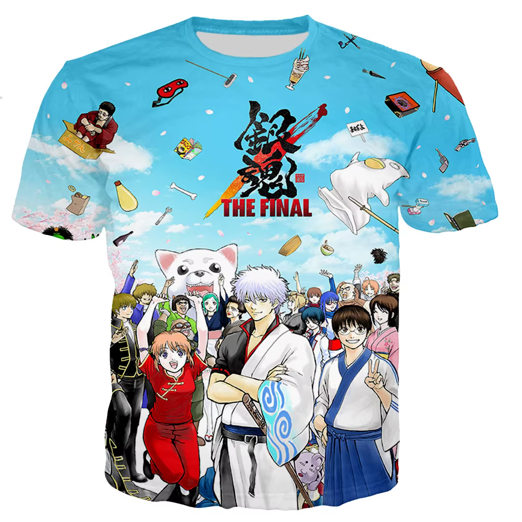 T-shirt Gintama imprimé en 3D pour hommes et femmes, style décontracté Harajuku, Streetwear