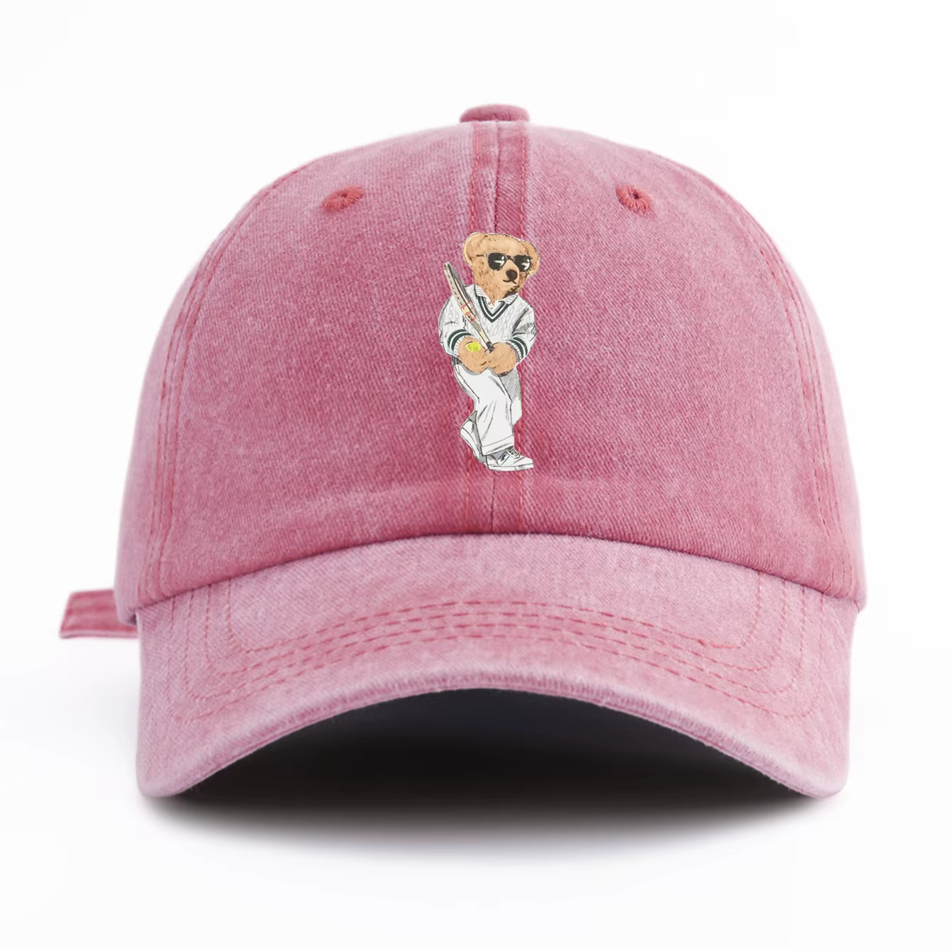 Casquette de baseball délavée à imprimé ours pour adultes, style rétro minimaliste, décontractée, do