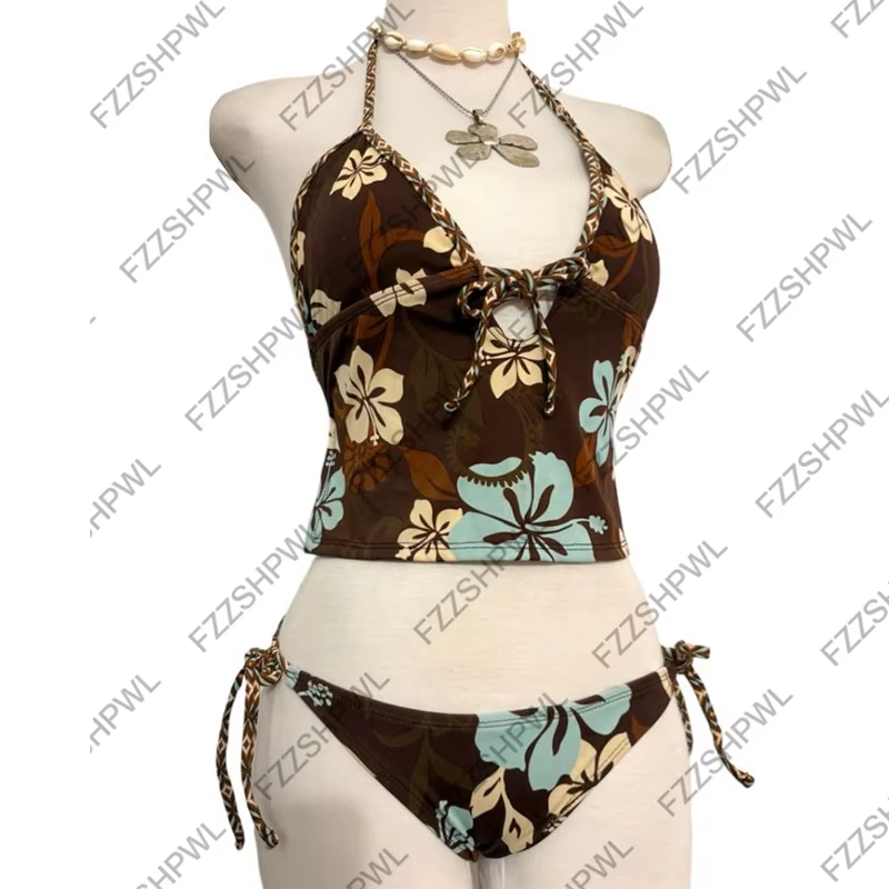 Y2k – bikini de plage pour filles épicées, imprimé graphique Harajuku, mode sous-culture, String, Pu