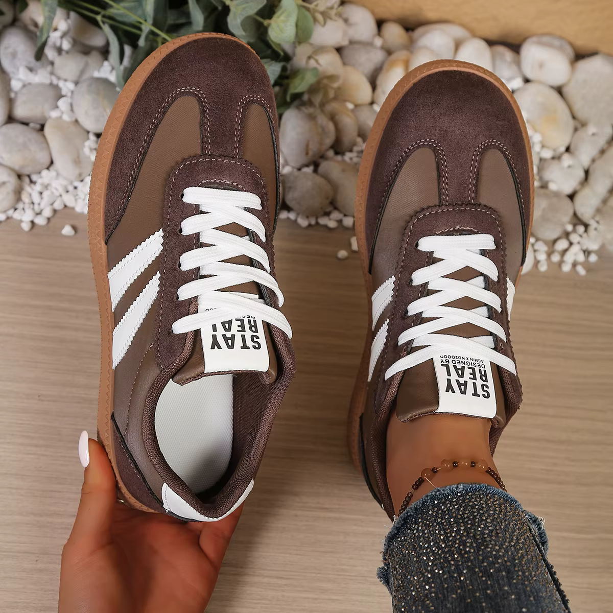 Nouvelles baskets de créateur 2026 pour femmes – Baskets décontractées en cuir patchwork pour femmes