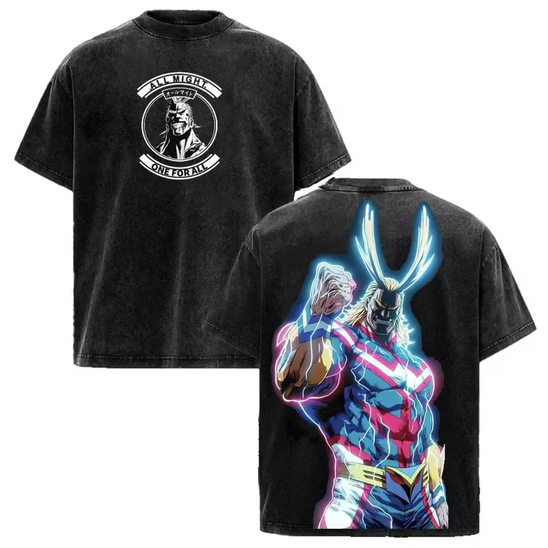 T-shirt imprimé All Might Anime My Hero Academia, vêtements pour hommes et femmes, t-shirts en coton