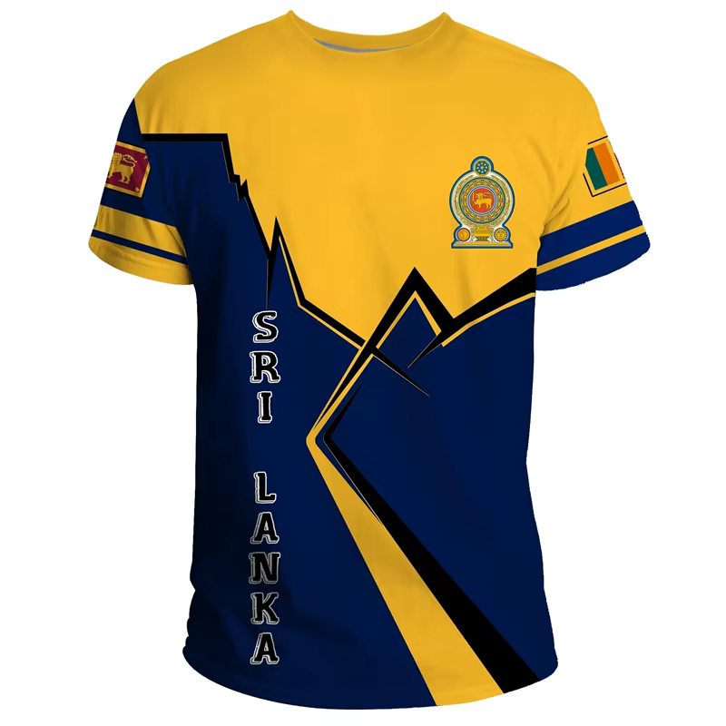 T-shirt à Manches Courtes pour Homme et Femme, Estival et Décontracté, avec Emblème Graphique Lankan