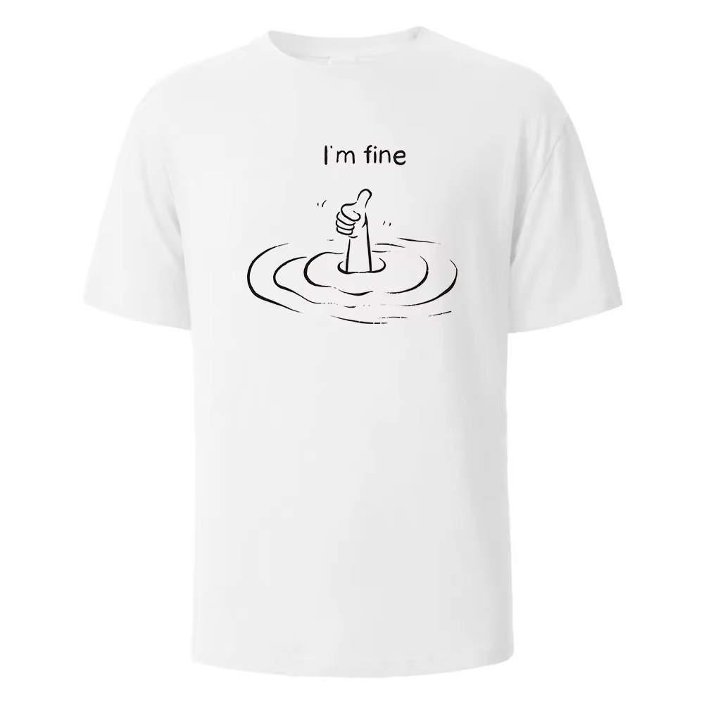 T'm Fine T-Shirt imprimé 100% coton t-shirts d'été pour hommes femmes surdimensionné décontracté hau