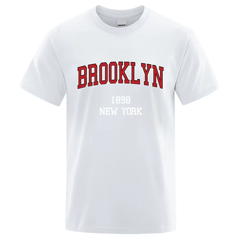 T-shirt homme en coton respirant, ample et créatif, avec lettres imprimées de New York City, été 189
