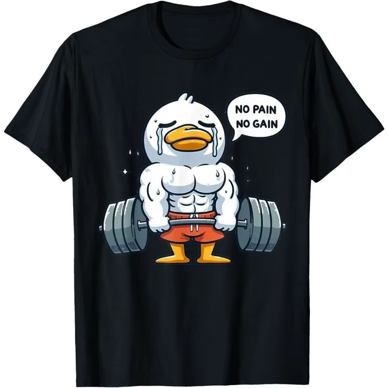 T-shirt imprimé Funny Duck Fitness pour femmes, t-shirts humoristiques avec texte, vêtements d'été p