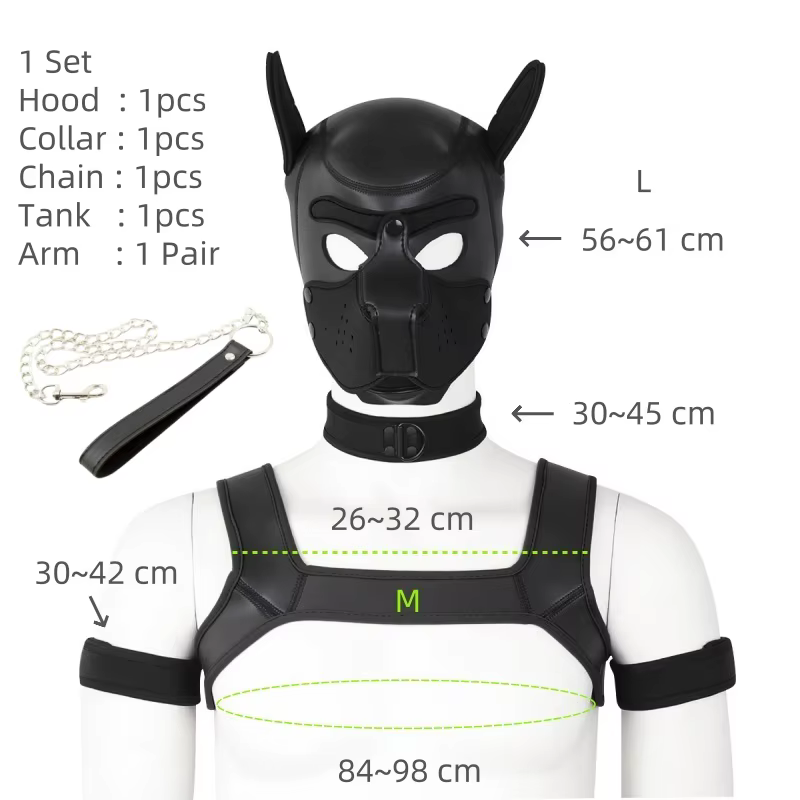 Ensemble de jeu de rôle pour animaux de compagnie Bdsm pour adultes, avec capuche fétichiste pour ch