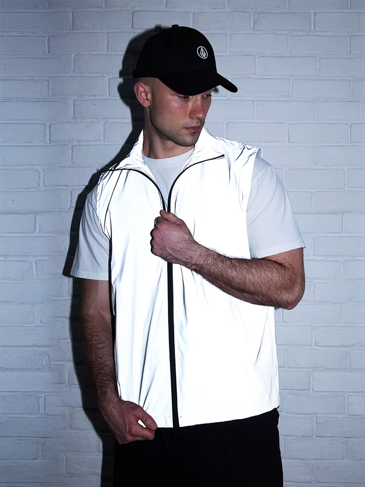 Gilet réfléchissant sans manches pour hommes, Streetwear Hip-hop, léger, col montant, course de nuit