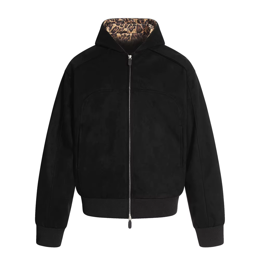 Sweat-shirt à capuche épissé léopard pour homme, vêtement d'extérieur rétro, ample, manches longues,