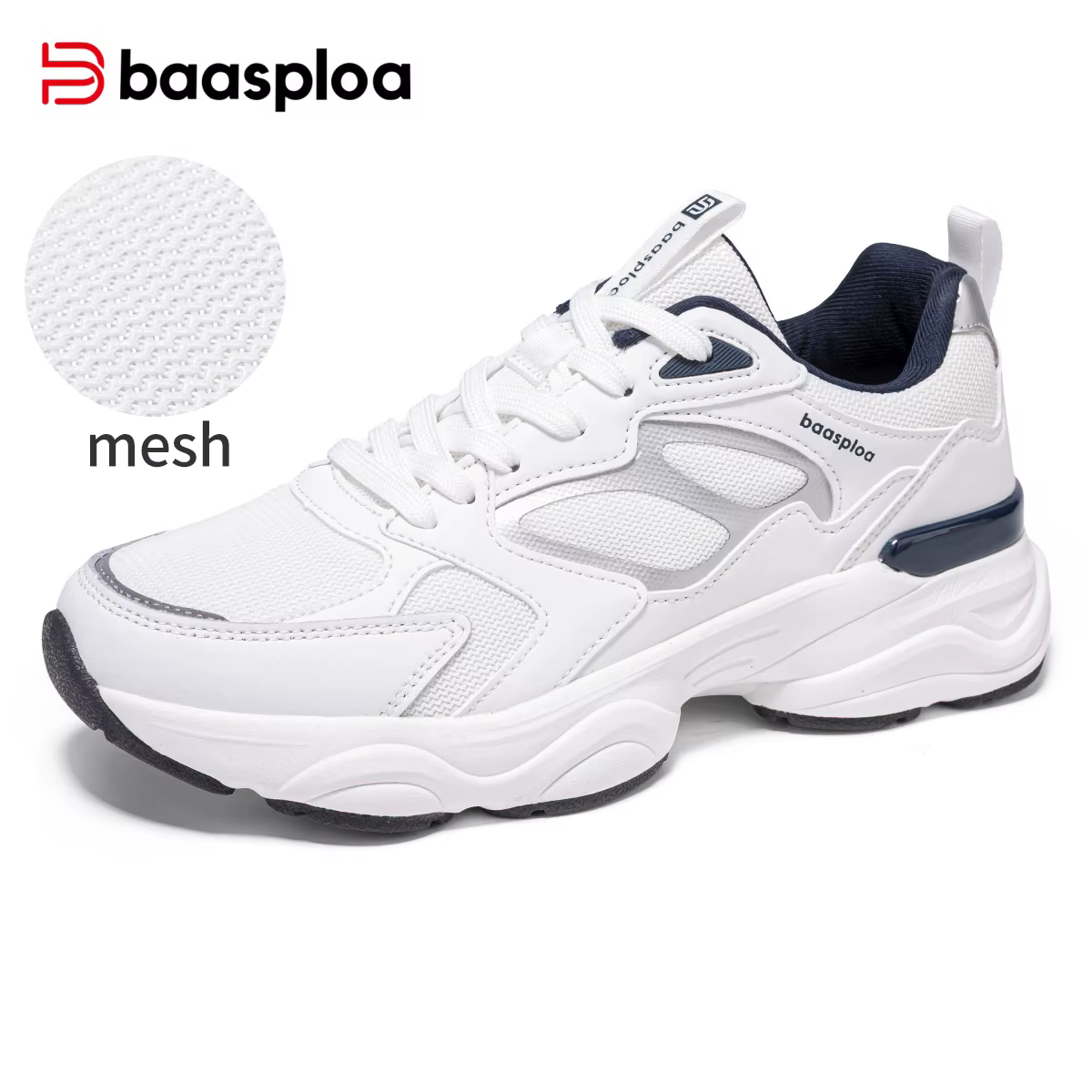 Baasploa femmes chaussures décontractées confort en cuir marche baskets pour femmes couleur unie mod
