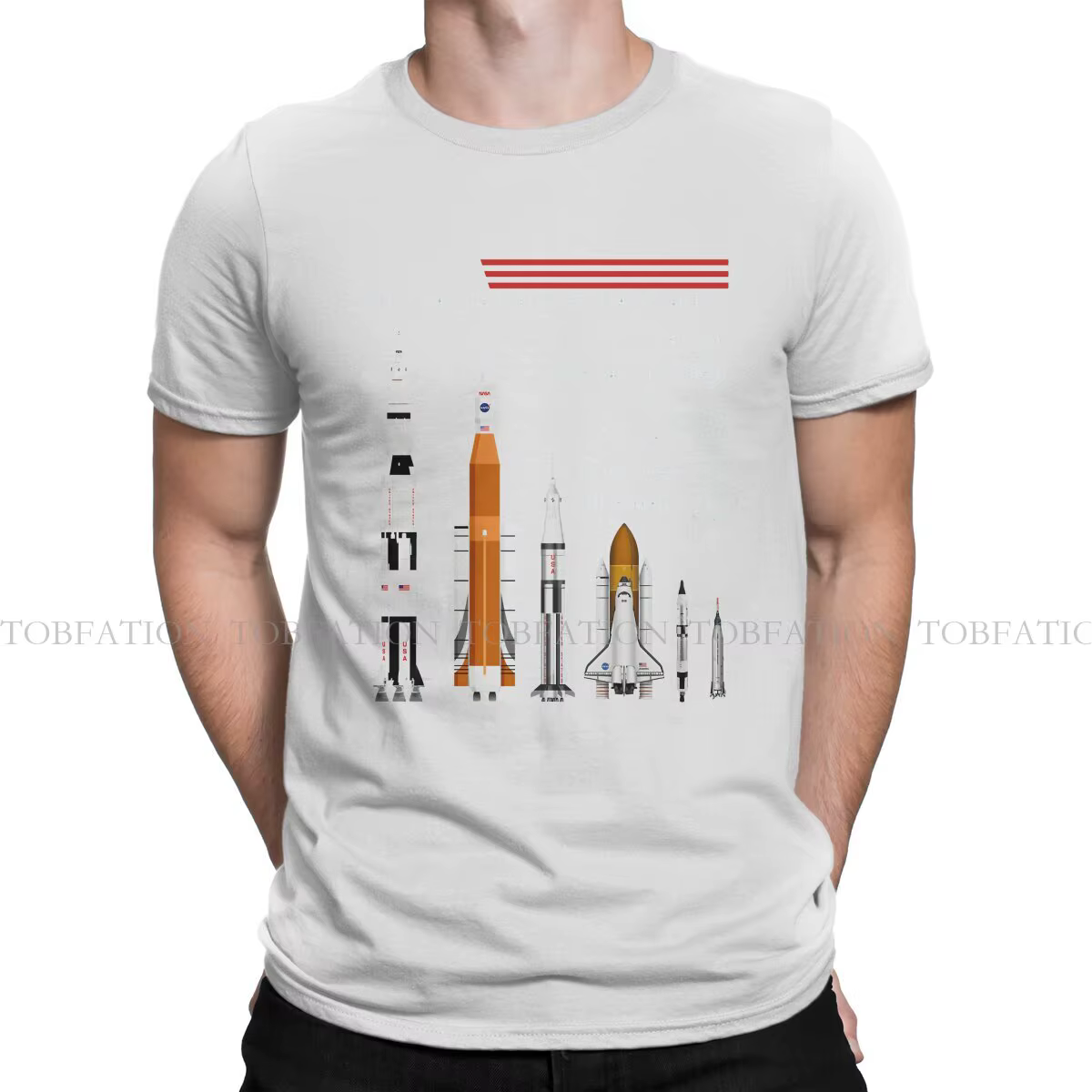 T-shirt homme, estival et vintage, en coton, avec navette spatiale intelspace, Raptor Saturn VSLS, H