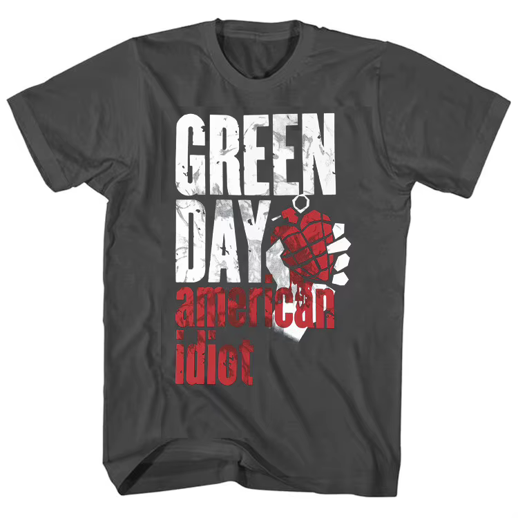T-shirt classique en coton pour homme à manches courtes, style punk, groupe de rock Pop Green Day