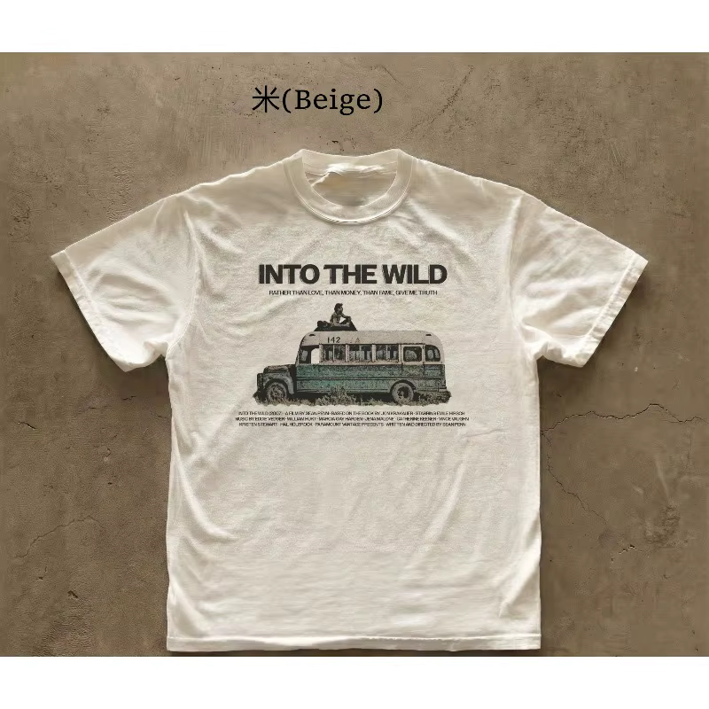 T-shirt graphique Into the Wild, style vintage, motif film d'aventure, pour l'été, coupe ample et re