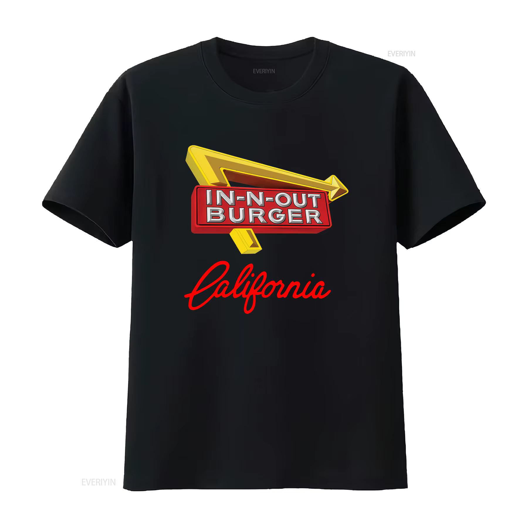 T-shirt pour homme In N Out Burger style californien imprimé, taille L, gris anthracite, vintage, dé