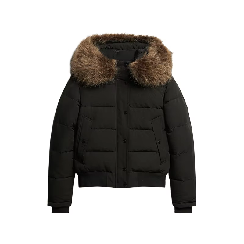 Manteaux en coton à capuche pour femme, fausse fourrure moelleuse, fermeture éclair, vêtements d'ext
