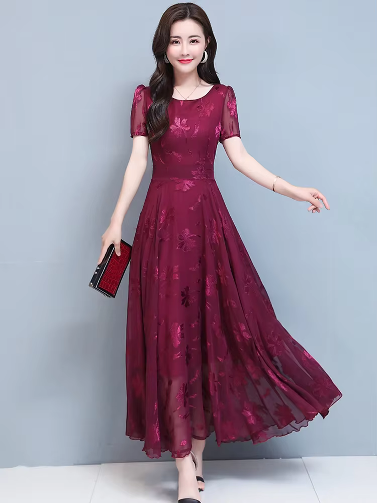 Robe Longue en Mousseline de Soie pour Femme, Vêtement Vintage, Bleu, Maxi, Floral, ix, Élégant, Boh