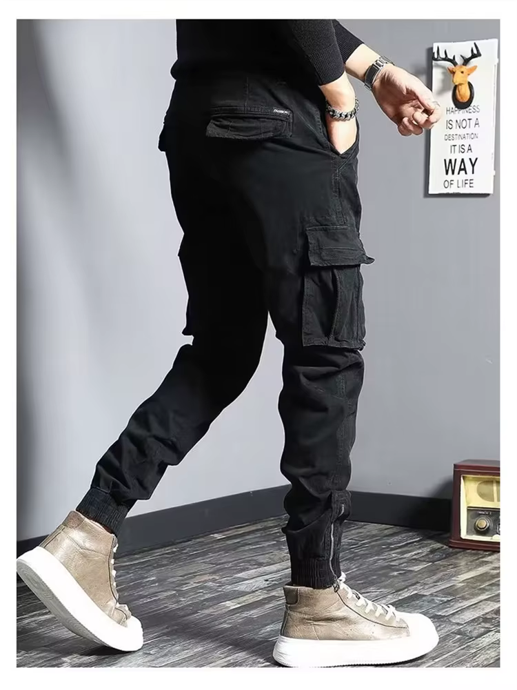 2025 Joggers Cargo pantalon hommes sarouel Hip Hop décontracté multi-poches pantalon hommes pantalon
