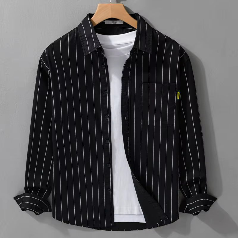 Chemise polyvalente décontractée à manches longues pour hommes, rayée, mode printemps-automne
