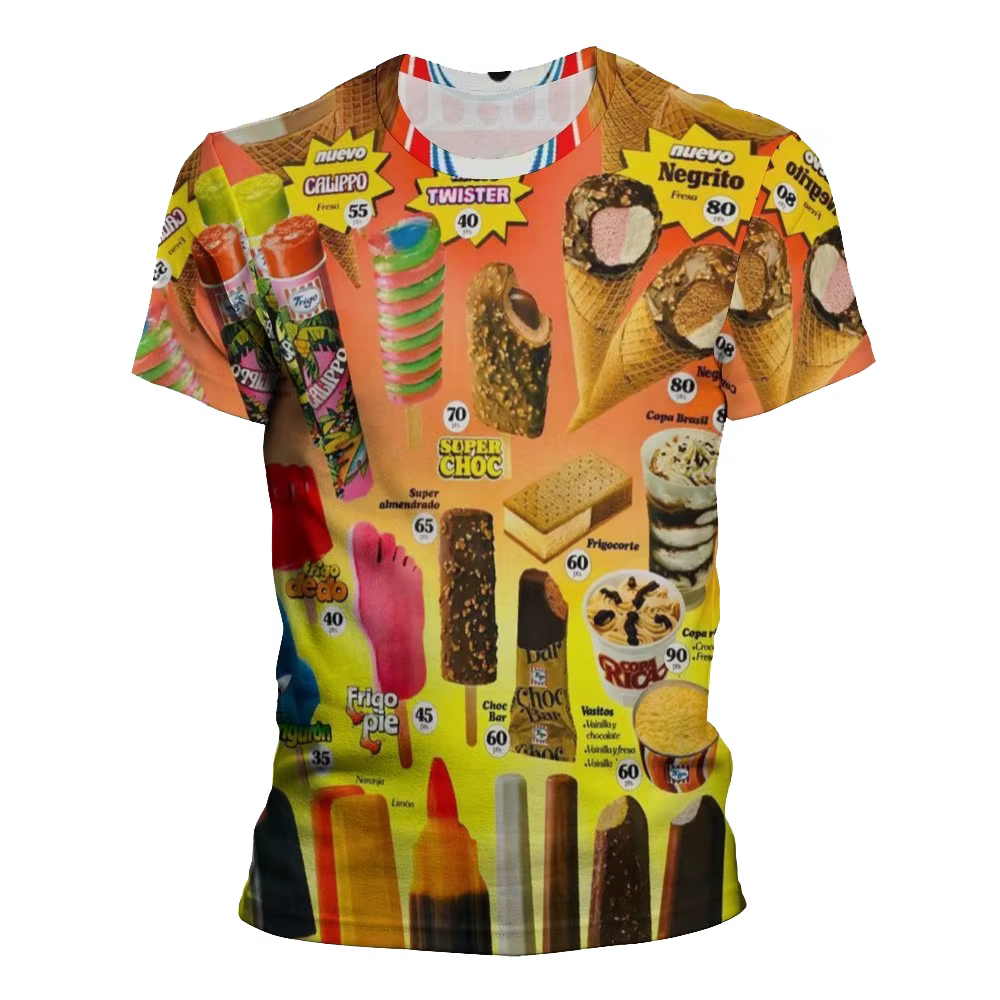 T-shirt graphique crème glacée pour hommes, impression 3D, manches courtes, t-shirts amusants pour e