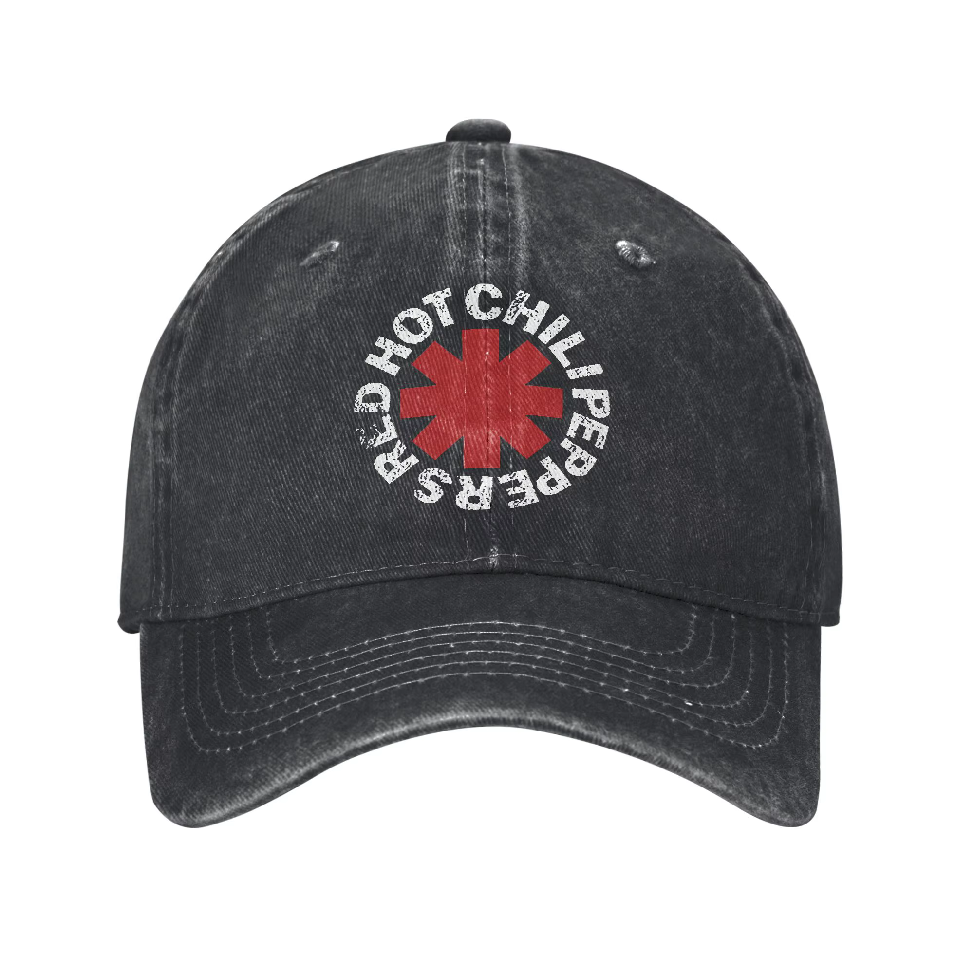 Casquette de baseball imprimée Red Hot Chili, casquette snapback en denim de coton délavé vintage, c