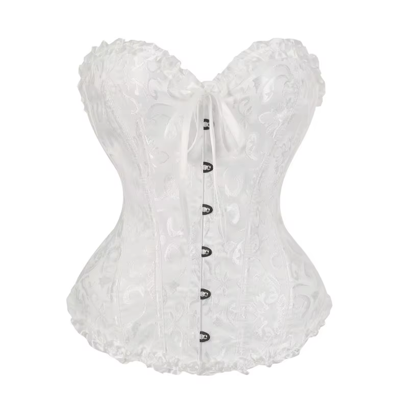 Corset blanc pour femme, bustier ajusté avec design cintrant pour les mariages, les fêtes ou le quot