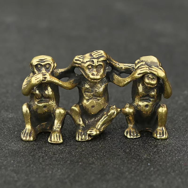 Figurines de trois singes en cuivre Feng Shui, artisanat créatif, décorations pour la maison, ne dit