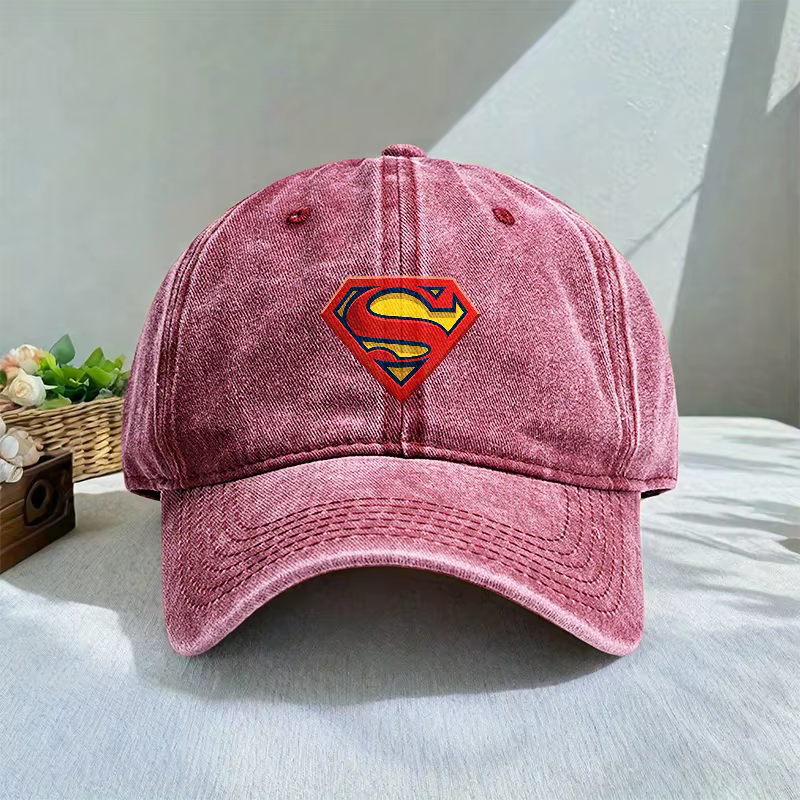 Casquette de baseball délavée avec imprimé Superman DC, style classique, mode hip-hop, chapeau léger