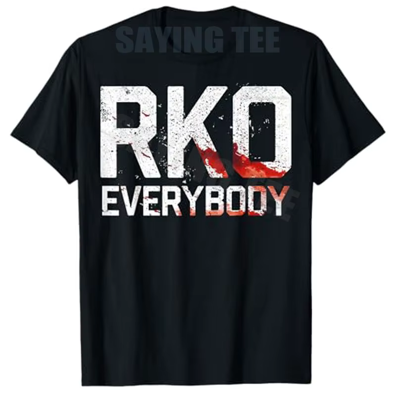 T-shirt Randy RKO Everybody Blood Y2K avec lettres gothiques imprimées, motif graphique d'horreur ef