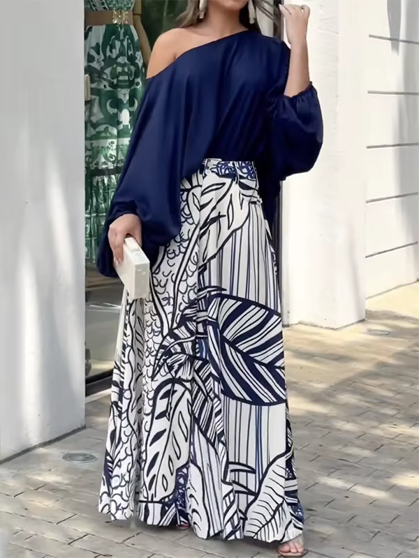 Missuoo femmes 2025 printemps nouveaux ensembles élégants une épaule manches bouffantes T-shirt et t