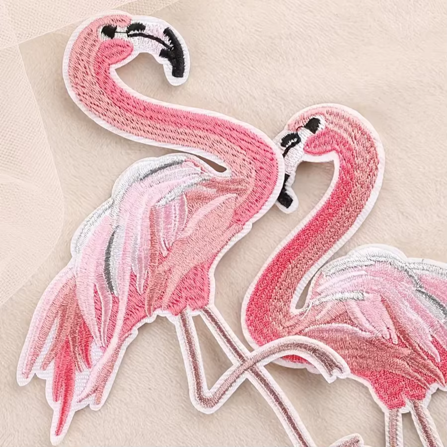 Patch brodé avec appliques de flamant rose, 1 paire, pour vêtements, vêtements à coudre, décoration 