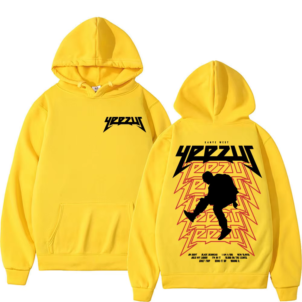 Sweat à capuche unisexe Raned Kanye West Yeezus Tour Album Merch, sweat à capuche Hip Hop Harajuku, 