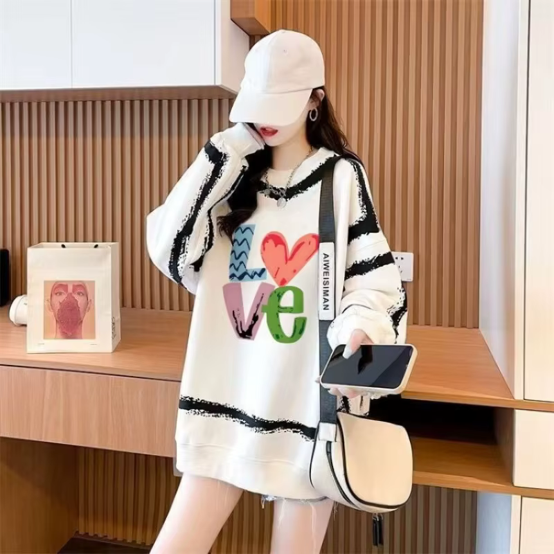 Sweat-shirt femme lettre impression 2025 tendance essentiel esthétique coton texte dropshipping basi