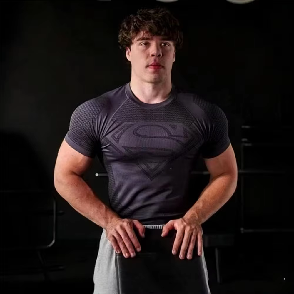 Nouveau T-shirt décontracté et tendance pour homme, style Superman, à manches courtes, séchage rapid