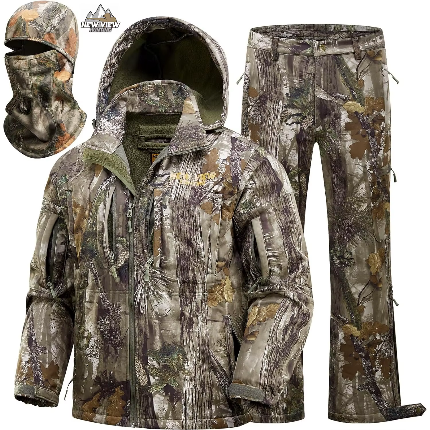 Vêtements de chasse camouflage pour hommes, doublure polaire chaude et silencieuse, veste et pantalo