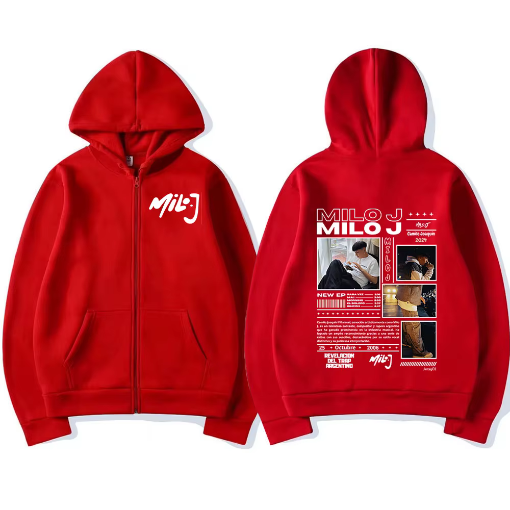 Rappeur Milo J 111 Album Merch sweat à capuche zippé hommes femmes vêtements Vintage Hip Hop fermetu