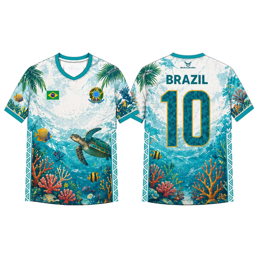 Maillot de football imprimé drapeau brésilien pour hommes et femmes, motif graphique Jésus, impressi