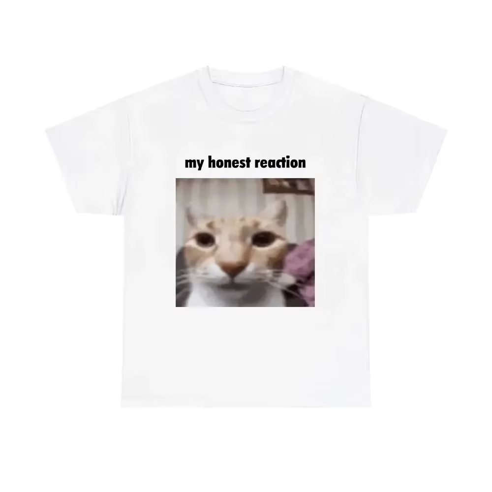 Ma réaction honnête T-shirts chat drôle imprimé T-shirts femmes décontracté à manches courtes T-shir