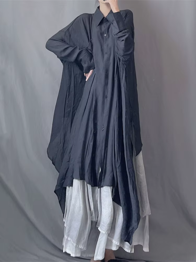 DEAT 2025 nouveau mince voir lancer Styles chauve-souris léger ample taille libre chemise longue Blo