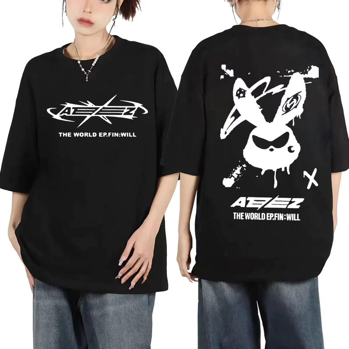 Ateez Album le monde Ep Fin Will Tour graphique T-shirts hommes femmes tendance Hip Hop T-shirt haut